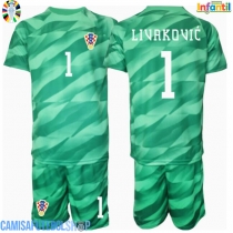 Camisa de time de futebol Croácia Dominik Livakovic #1 Goleiro Replicas 2º Equipamento Infantil Europeu 2024 Manga Curta (+ Calças curtas)